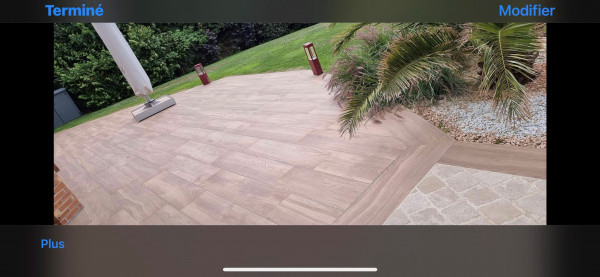 Terrasse carrelage et pierre Heuqueville